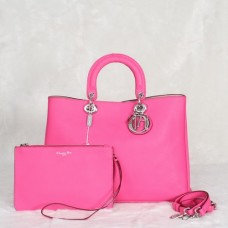 Sac Dior Diorissimo Jumbo rose importé en cuir litchi (fermoir argenté) 602