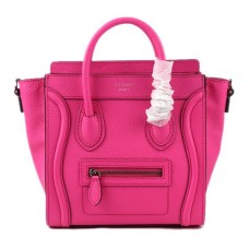 Sac cabas Céline petit format en cuir rose fluo