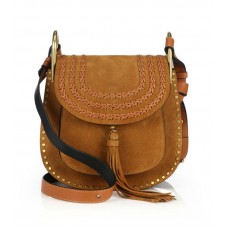 Sac à bandoulière Chloe Hudson petit modèle en daim clouté et tressé