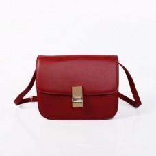 Sac à rabat Céline Classic Box en cuir de veau, couleur vin