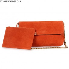 Sac à bandoulière en cuir suédé Celine Gourmette Orange 371648