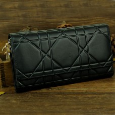 Portefeuille continental Christian Dior Cannage en cuir verni noir 0016