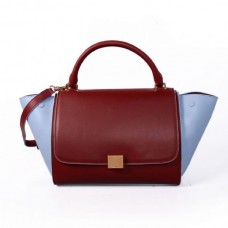 Sac trapèze Céline grand format en cuir rouge et bleu glacier