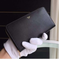 Portefeuille multifonction zippé Céline en cuir de chèvre noir Portefeuille multifonction zippé Céline en cuir de chèvre noir