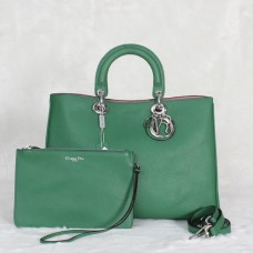 Sac Dior Diorissimo Jumbo Vert Litchi Importé (Fermoirs argentés) 602