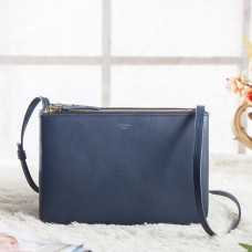 Sac bandoulière Celine Small Trio en cuir de veau bleu royal