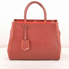 Sac moyen Fendi 2jours en cuir Ferrari rouge foncé veiné.