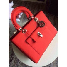 Réplique de sac à main Dior Lady Default en cuir d'agneau rouge