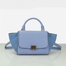 Sac Céline petit trapèze en daim bleu glacier
