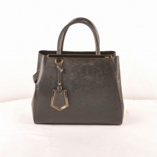 Sac Fendi 2jours en cuir noir à veines croisées, petit modèle