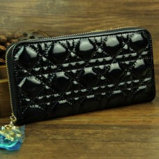 Portefeuille long en cuir verni Dior 030 Noir Portefeuille long en cuir verni Dior 030 Noir