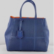 Fendi 2Jours Sac Clinch Bolt en cuir saffiiano bleu Fendi 2Jours Sac Clinch Bolt en cuir saffiiano bleu