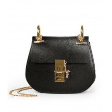 Sac bandoulière en cuir noir Chloe Drew Nano
