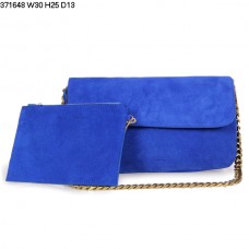 Sac bandoulière Celine Gourmette en daim bleu 371648