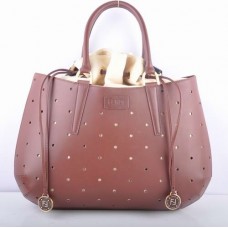Sac Fendi B Fab Coffee en cuir perforé, grand modèle, avec poignée supérieure