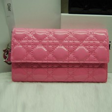 Portefeuille Dior CD086 rose en cuir verni