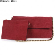 Sac bandoulière Celine Gourmette en daim rouge vin 371648
