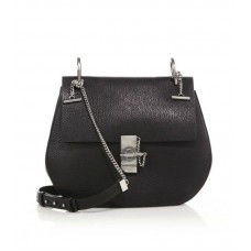 Sac bandoulière moyen en cuir noir Chloe Drew