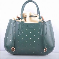Sac Fendi B Fab vert en cuir perforé, grand modèle, avec poignée supérieure