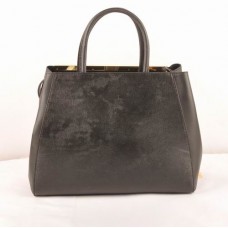 Sac moyen Fendi 2jours en cuir noir veiné/Ferrari