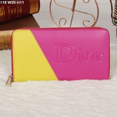 Portefeuille zippé Christian Dior multicolore pêche/jaune 118