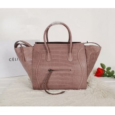 Sac Celine Boston gris en cuir croco