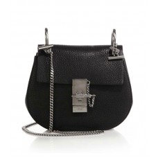 Sac bandoulière mini en cuir noir Chloe Drew