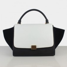 Sac trapèze Céline noir et blanc en daim
