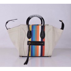Sac cabas Celine Boston en toile à rayures arc-en-ciel noires