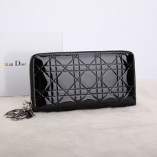 Portefeuille Dior Escapade en cuir verni D0811 noir