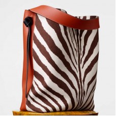 Sac cabas torsadé imprimé zèbre Céline, petit modèle