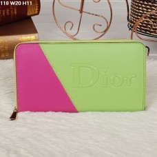 Portefeuille zippé Christian Dior multicolore citron vert/pêche 118 Portefeuille zippé Christian Dior multicolore citron vert/pêche 118