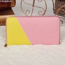 Portefeuille zippé Christian Dior multicolore rose/jaune 118