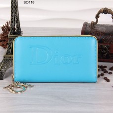 Portefeuille zippé Christian Dior bleu ciel 116