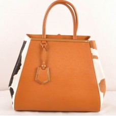 Sac Fendi 2jours Earth Yellow Cross Veins avec cuir de crin de cheval noir et jaune terre, grand modèle