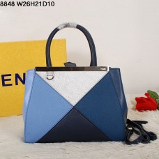 Sac Fendi 2Jours en cuir Ferrari bleu saphir multicolore 8848