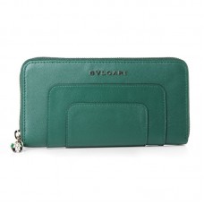 Portefeuille zippé en cuir Bvlgari Serpenti Original vert 201301