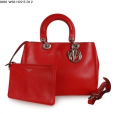 Sac Dior Diorissimo Jumbo en cuir nappa rouge (fermoirs argentés) 8002