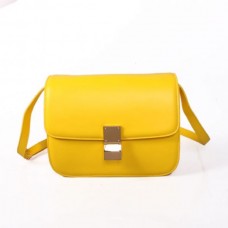 Sac à rabat Celine Classic Box en cuir de veau jaune