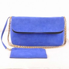 Sac bandoulière Celine Gourmette en daim bleu 3078