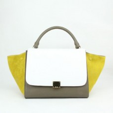 Sac trapèze Céline Large blanc kaki jaune daim