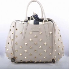 Sac Fendi B Fab en cuir blanc orné de bijoux dorés, grand modèle à poignée supérieure