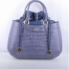Sac Fendi B Fab grand modèle à poignée supérieure en cuir bleu à veines de crocodile