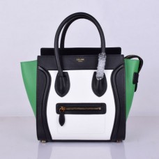 Sac cabas moyen Céline noir, blanc et vert