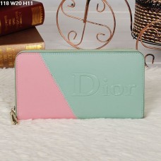 Portefeuille zippé Christian Dior multicolore vert clair/rose clair 118 Portefeuille zippé Christian Dior multicolore vert clair/rose clair 118