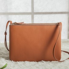 Sac bandoulière Celine Large Trio en cuir de veau marron