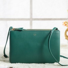 Sac bandoulière Celine Small Trio en cuir de veau vert