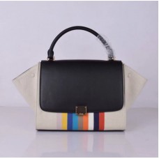 Sac cabas Celine Large Trapeze en toile à rayures arc-en-ciel noires