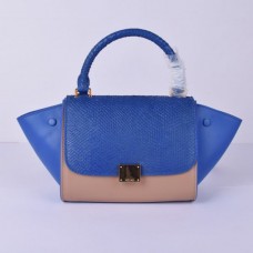 Sac Céline petit trapèze bleu serpent kaki