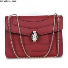 Sac bandoulière Bvlgari Serpenti en cuir de veau rouge vin 233